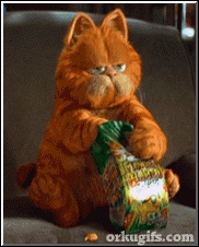 Garfield comiendo snacks - Imágenes para redes sociales